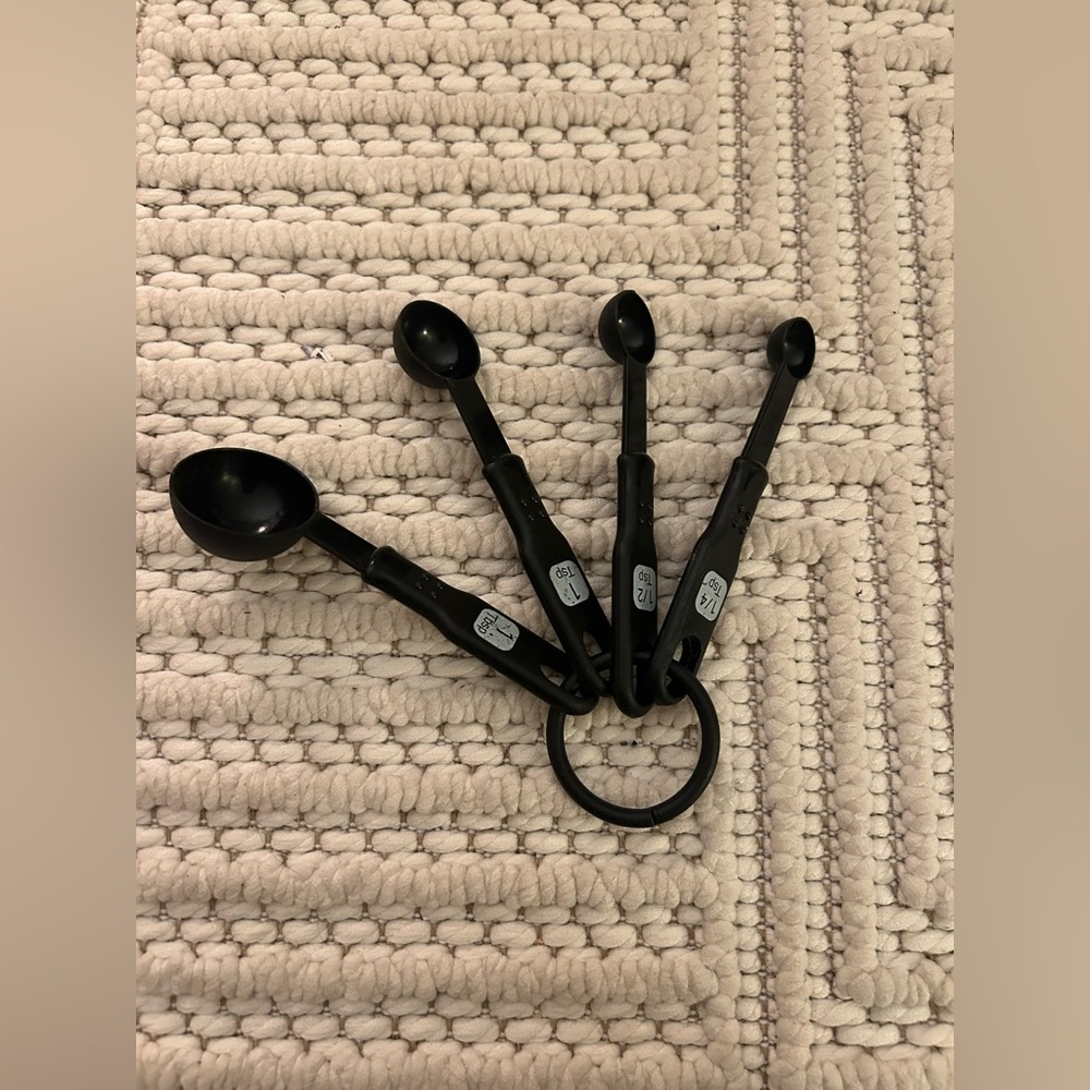 Black Measuring Cups: 1 Tbsp, 1 Tsp, 1/2 Tsp, 1/4 Tap Perfect for Cooking Baking